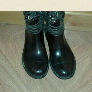 🌻Women's brown black leather tall boots